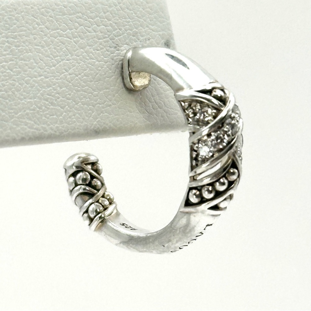 Lagos Caviar Spark Diamond & Silver Hoop Earrings